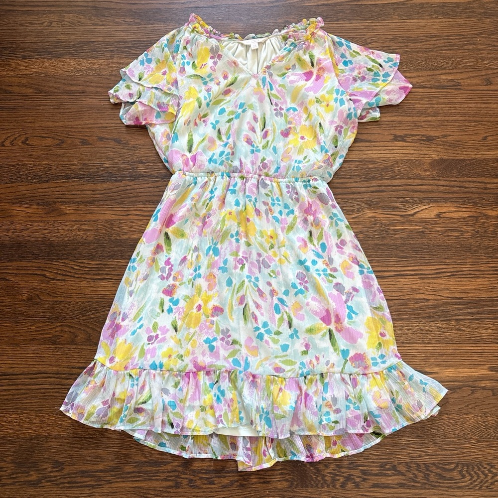 LC Lauren Conrad Floral Casual Dress - Pink, Yellow, Green
